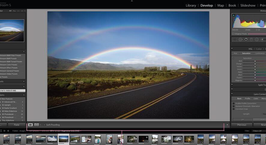 Interface of Adobe Lightroom