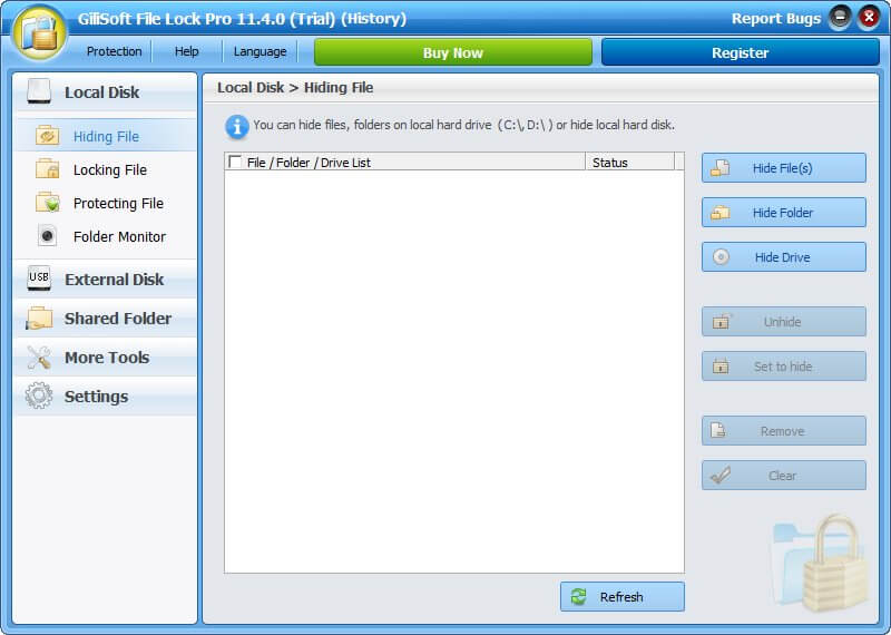 Interface of GiliSoft File Lock Pro