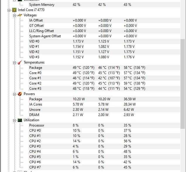 Interface of HWMonitor