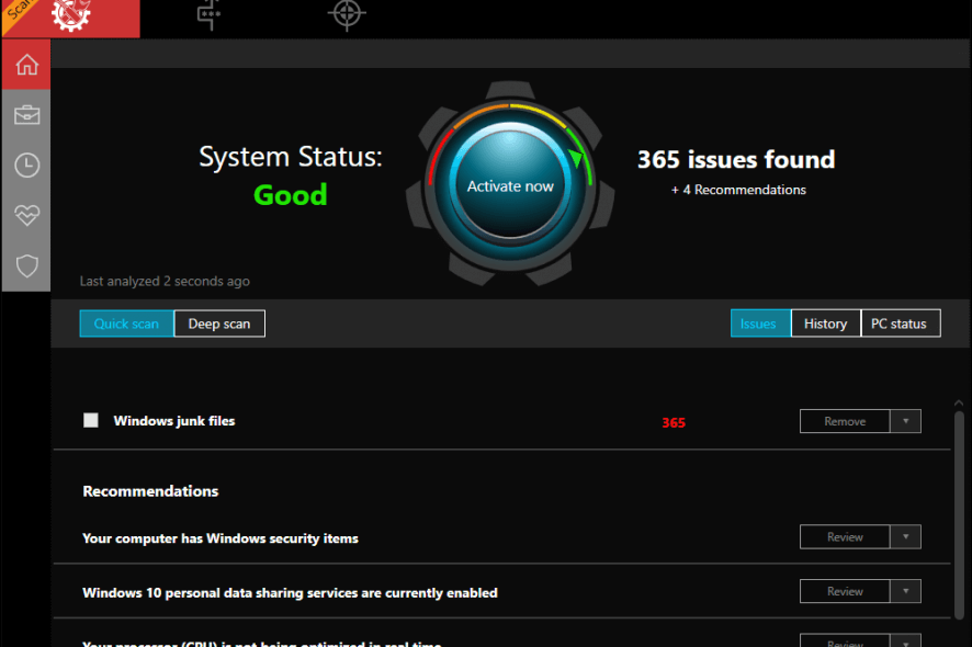 System Mechanic interface
