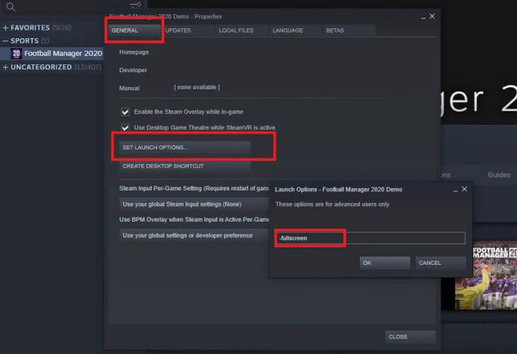 football manager full screen not working