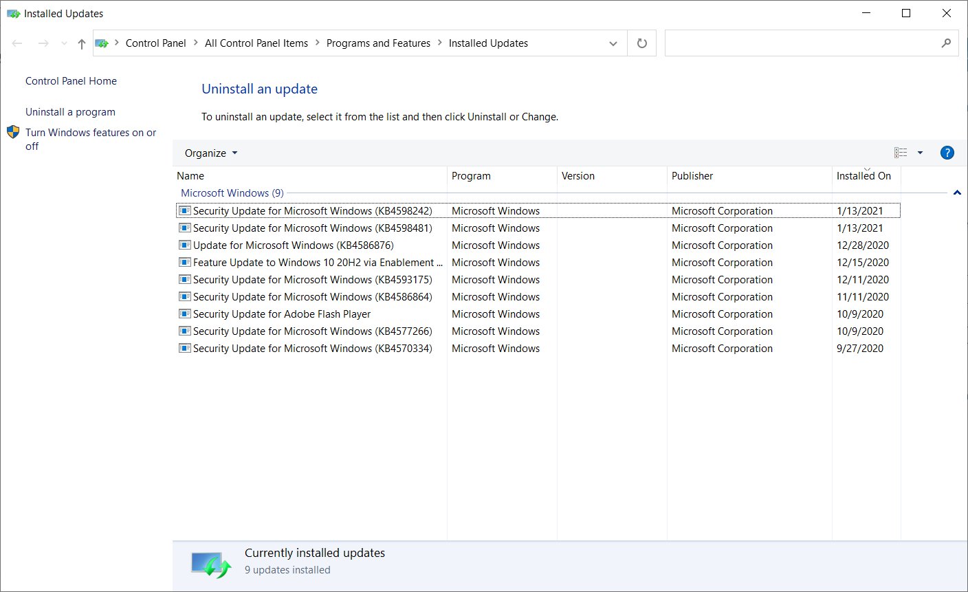 Installed-updates