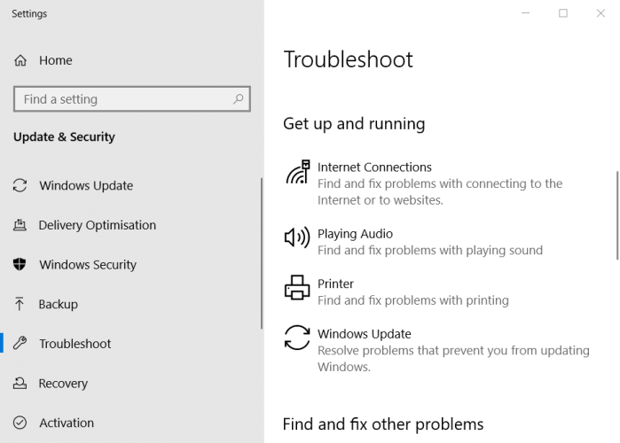 Run troubleshooter