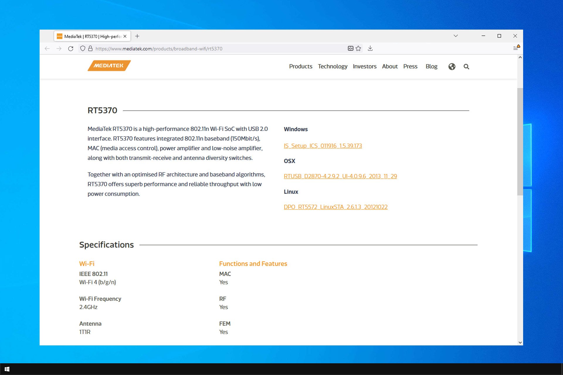 mediatek wireless lan driver windows 10