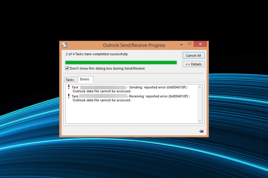 fix outlook data file cannot be accessed in Windows
