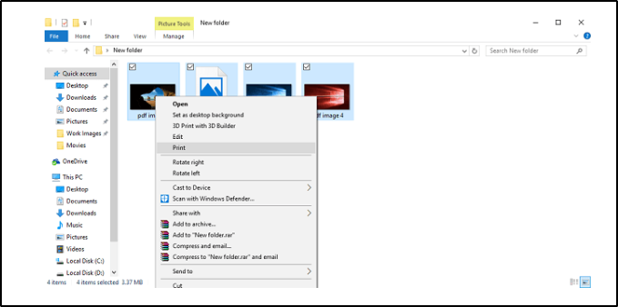 select the print option
