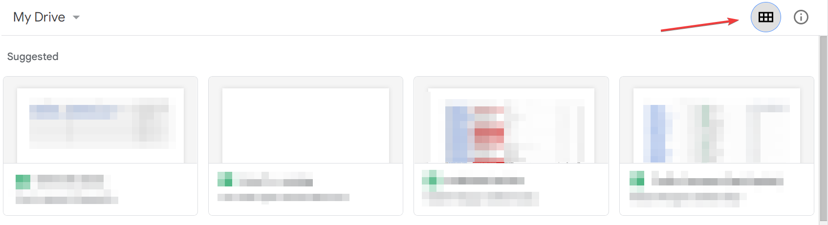 press the list view button google drive