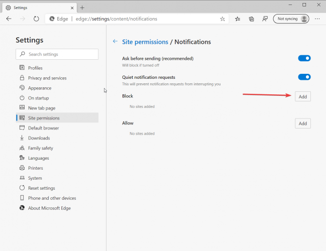 how to block the site notifications