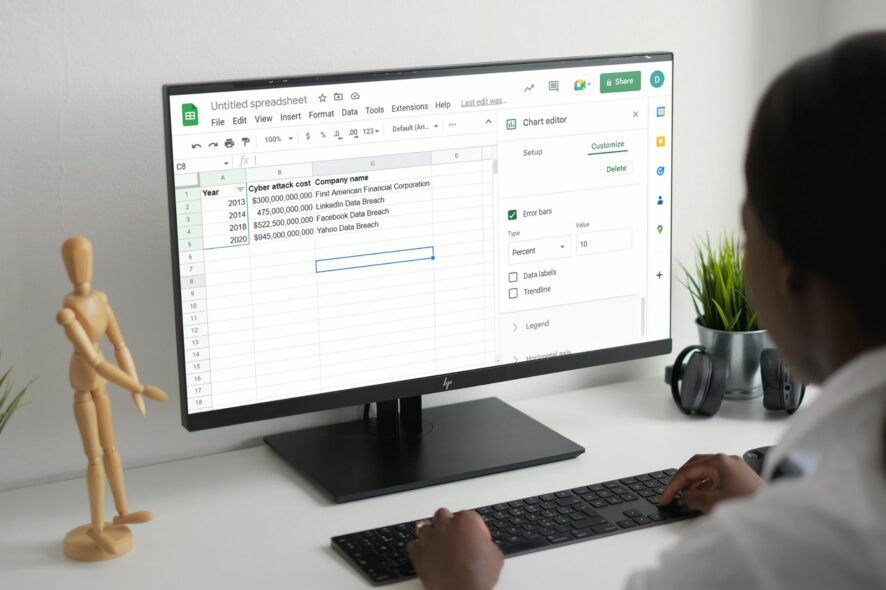 how to add error bars in Google Sheets