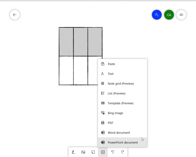 Adding a menu whiteboard