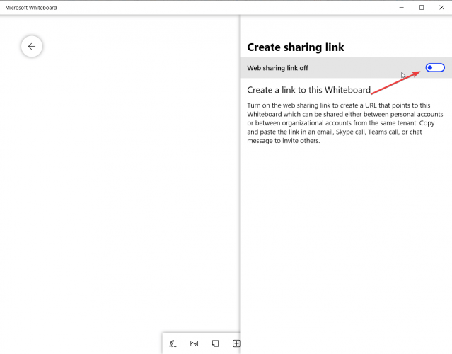 switch on the Web sharing link