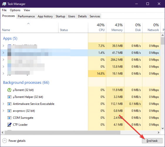 end task outlook