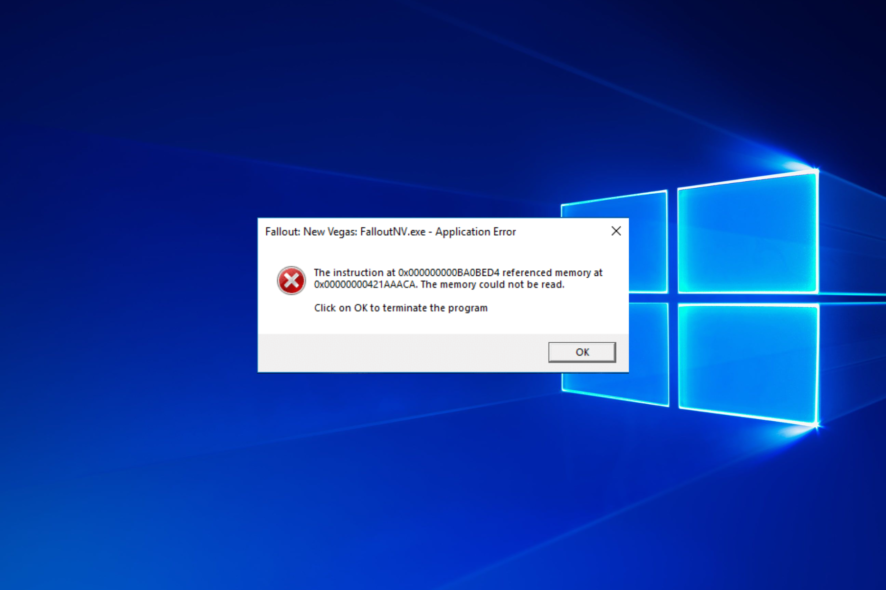 fnv-error fallout new vegas runtime error