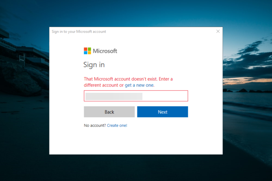 microsoft account doesnt exist