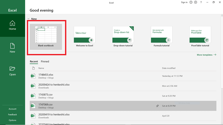 excel new workbook
