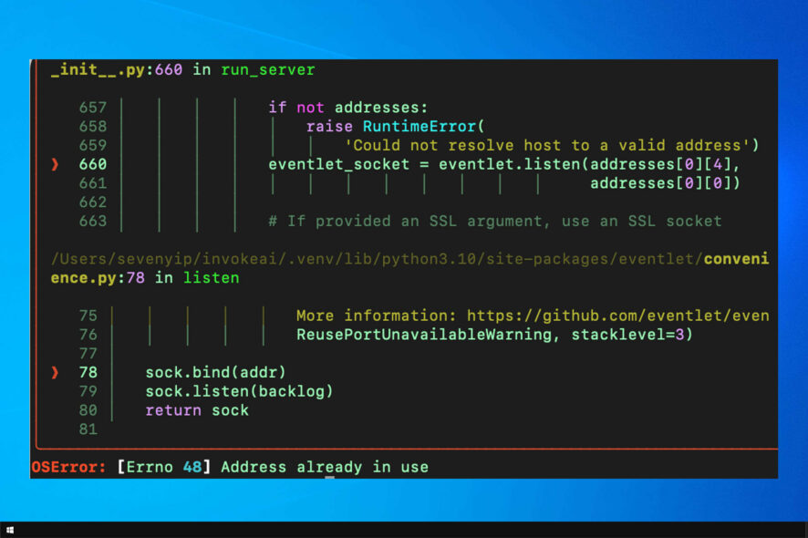 oserror [errno 48] address already in use