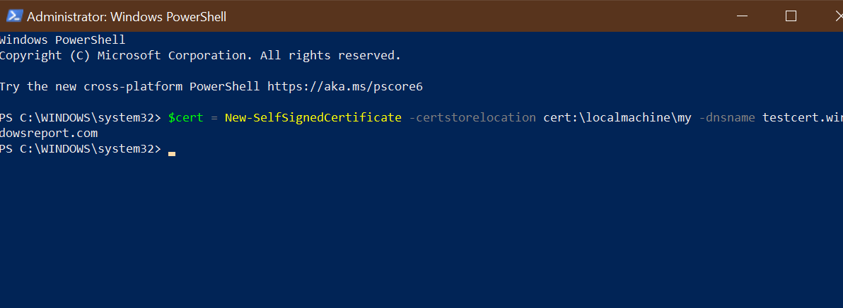 Create a self-signed certificate