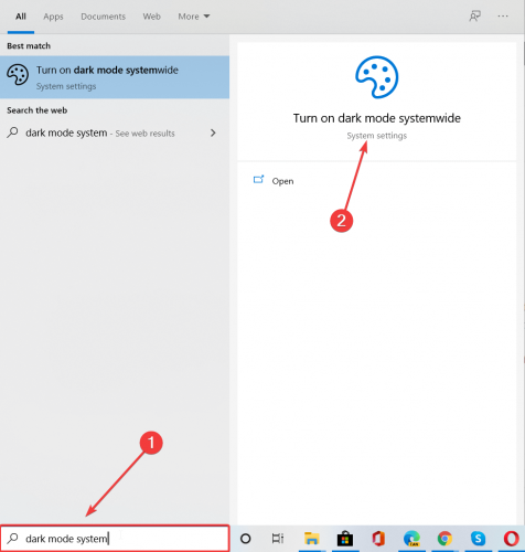 Change to Dark mode systemwide