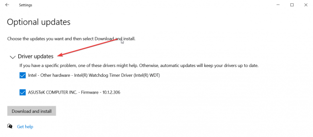 Click on driver updates