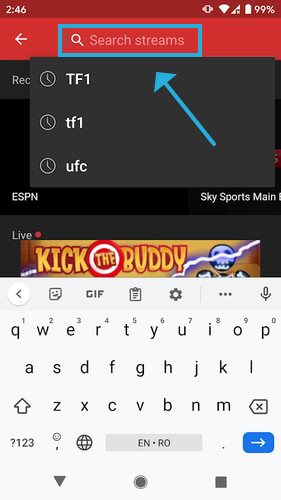 search for TF1 in Mobdro