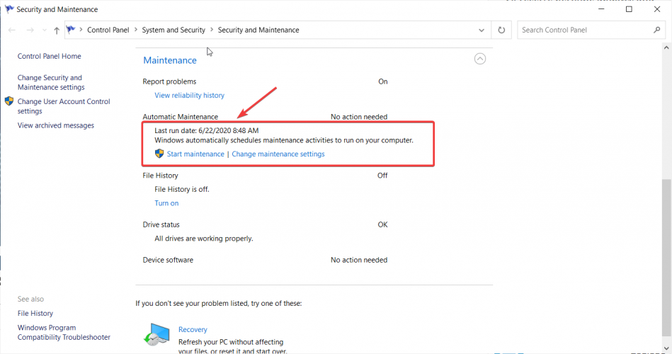 Security and maintenance options