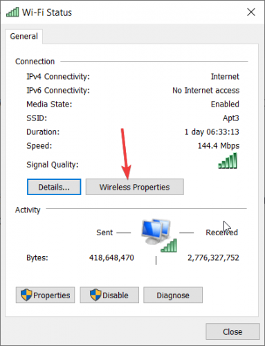 click wireless properties