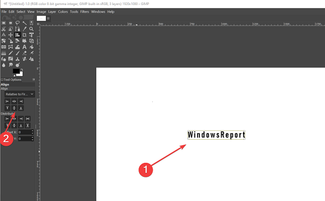 center text in GIMP align