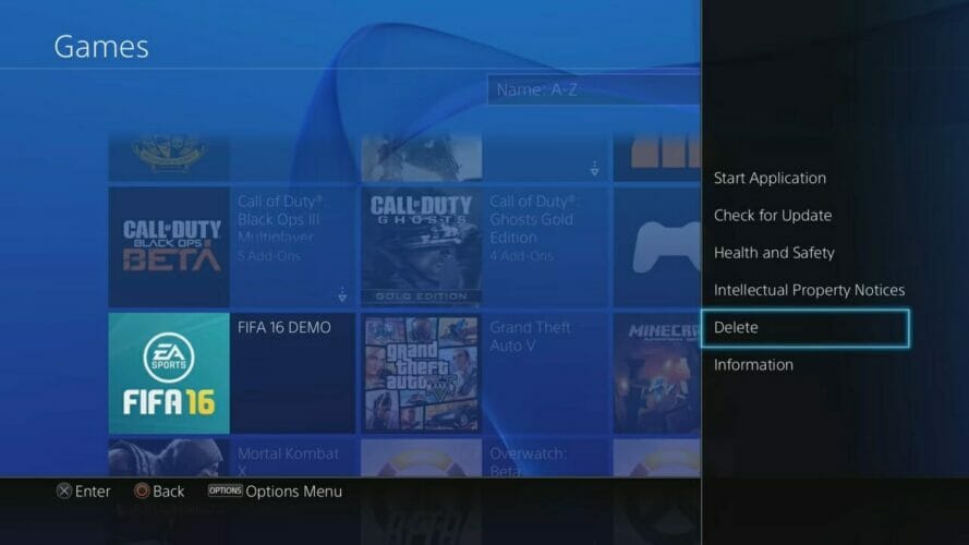error-code-nw314491-ps4-delete-game-menu