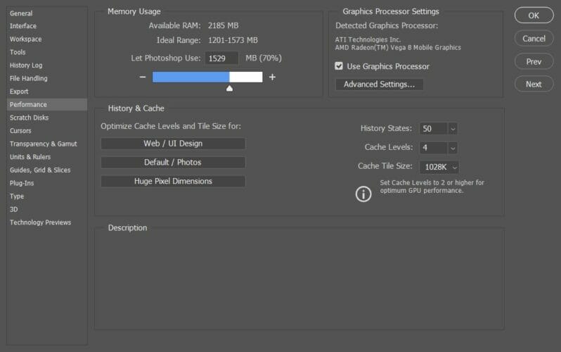 photoshop increase ram