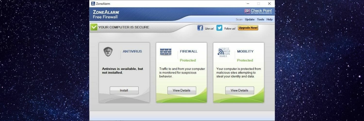 ZoneAlarm main window