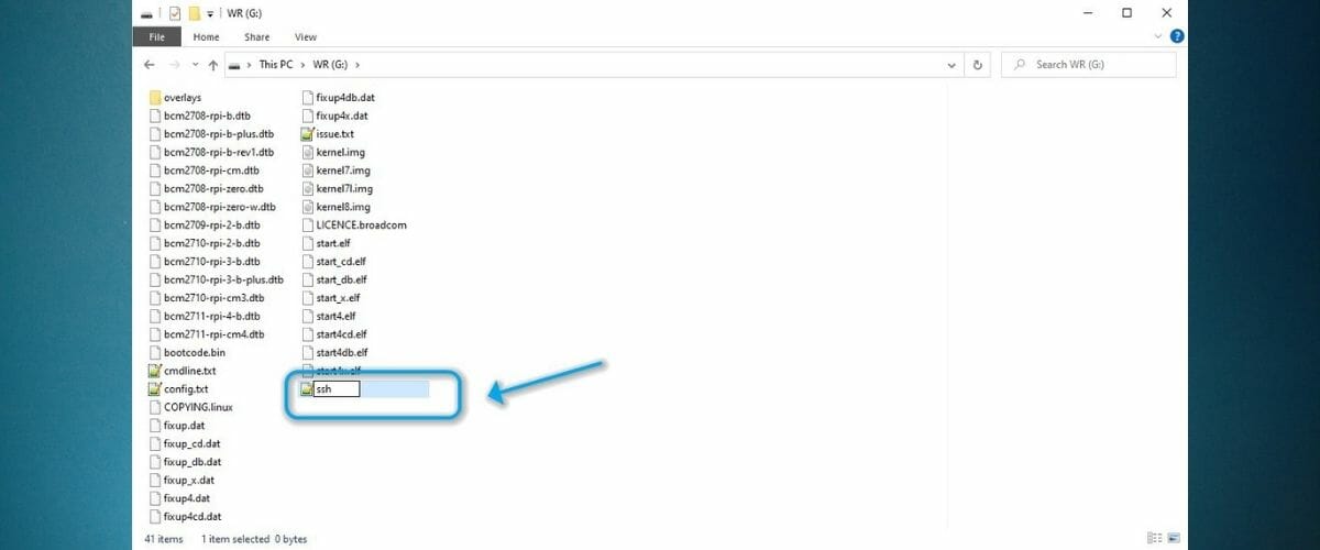 RPi create empty SSH file