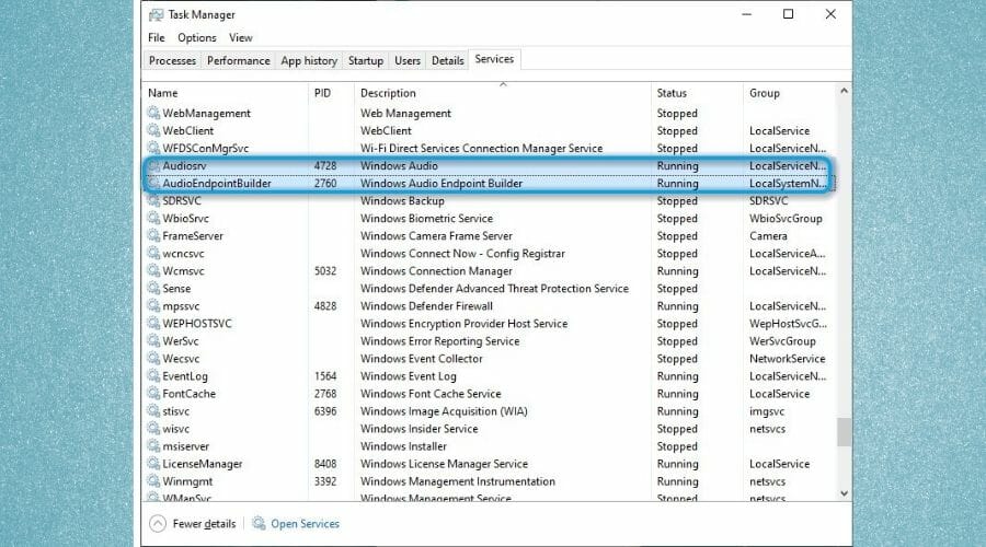 Disable Windows Audio services