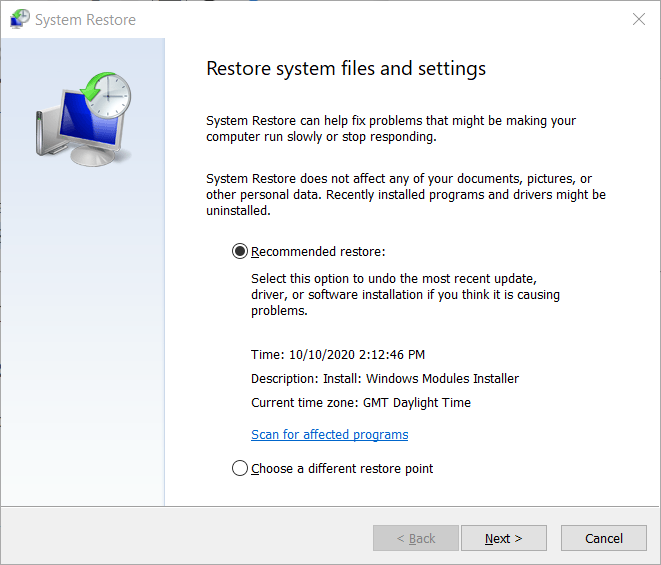 System Restore apisetschema dll