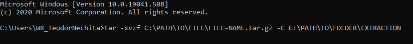 unzip gz file windows cmd
