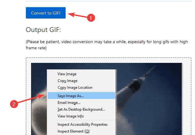save as option ezgif