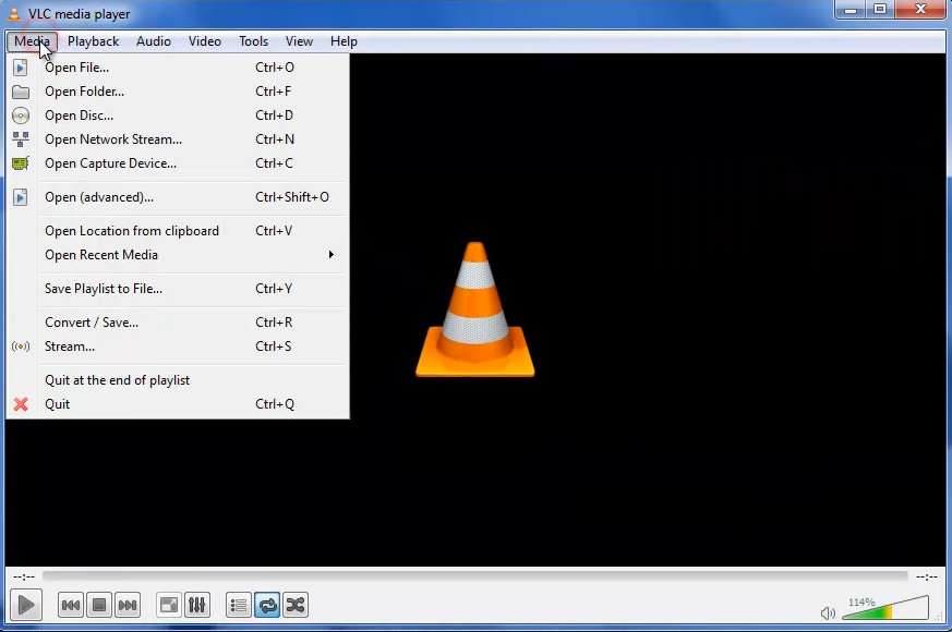 media menu vlc