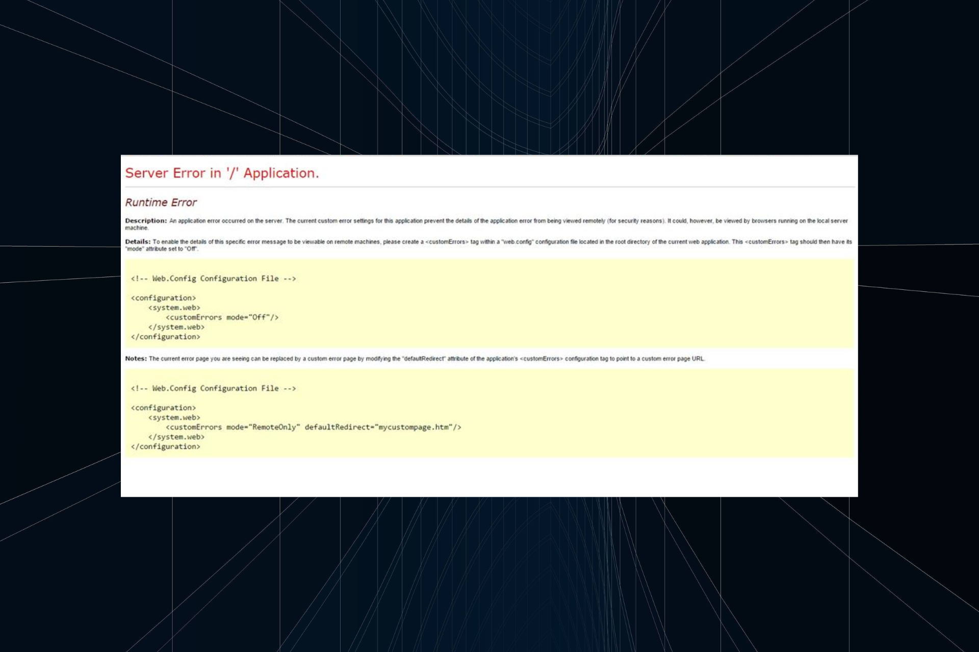 Fix server error in '/' application chrome