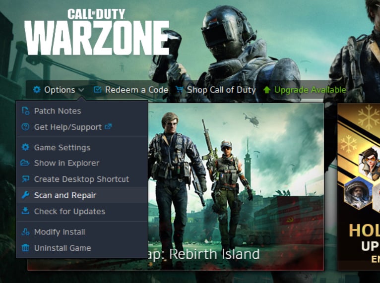Scan and Repair option blizzard error code 2