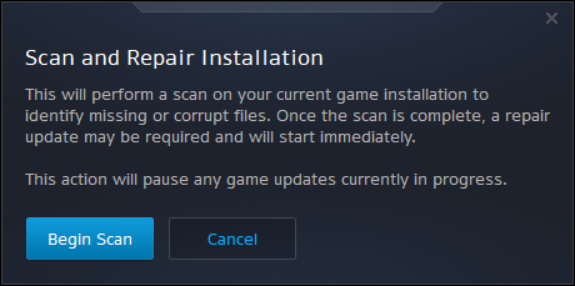 The Begin Scan option blizzard error code 2