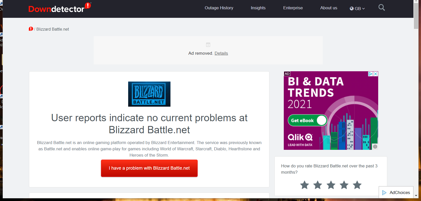 Downdetector website blizzard error code 2