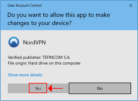 allow NordVPN in UAC
