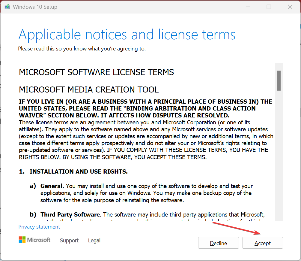 accept to fix windows 7 won't update to windows 10