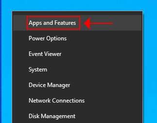 access Apps and Features in Windows 10