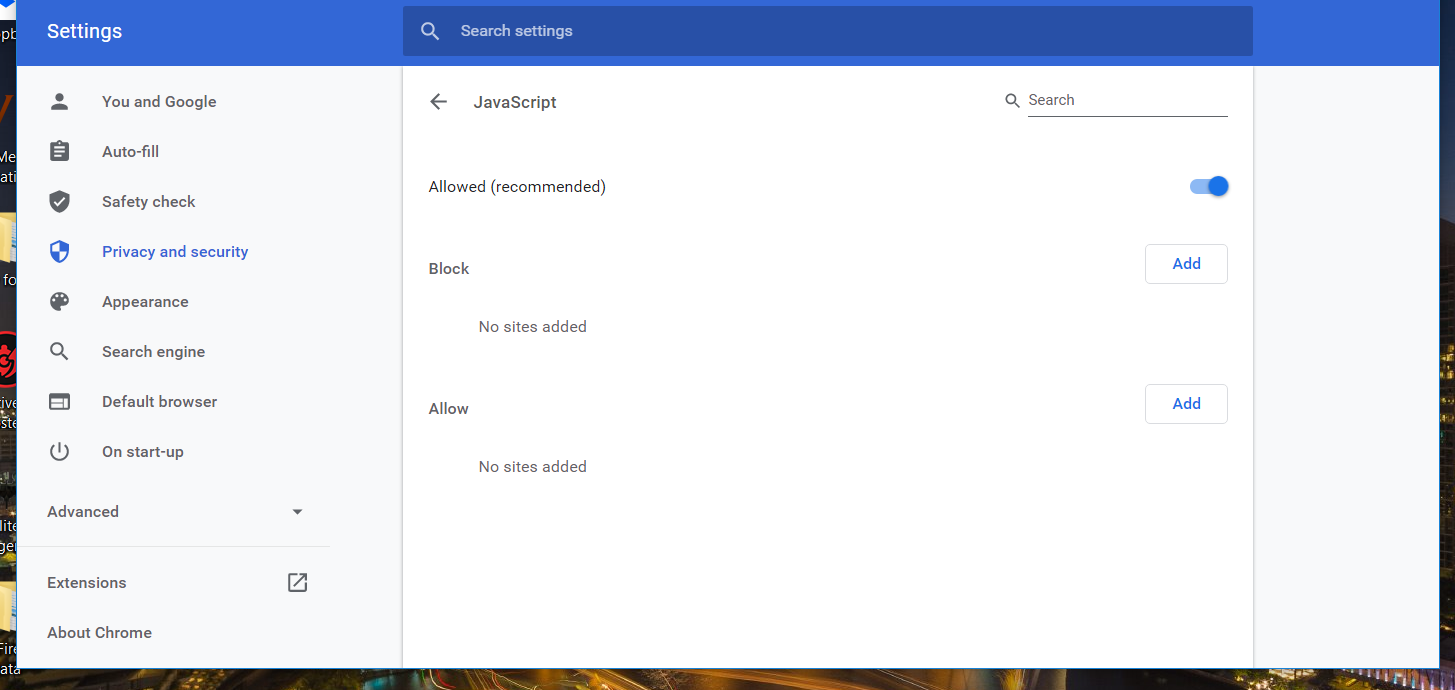JavaScript settings facebook games not loading in browser