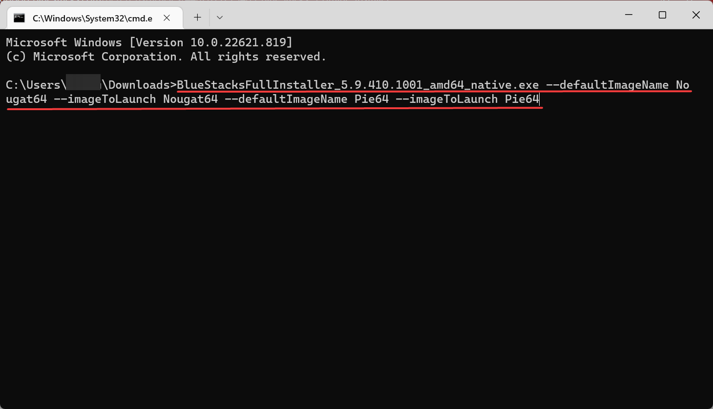 command to fix bluestacks not installing