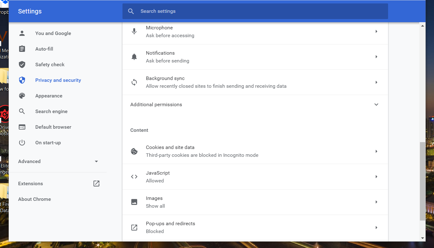 Content settings facebook games not loading in browser