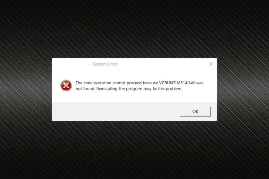 fix vcruntime140.dll not found error in Windows