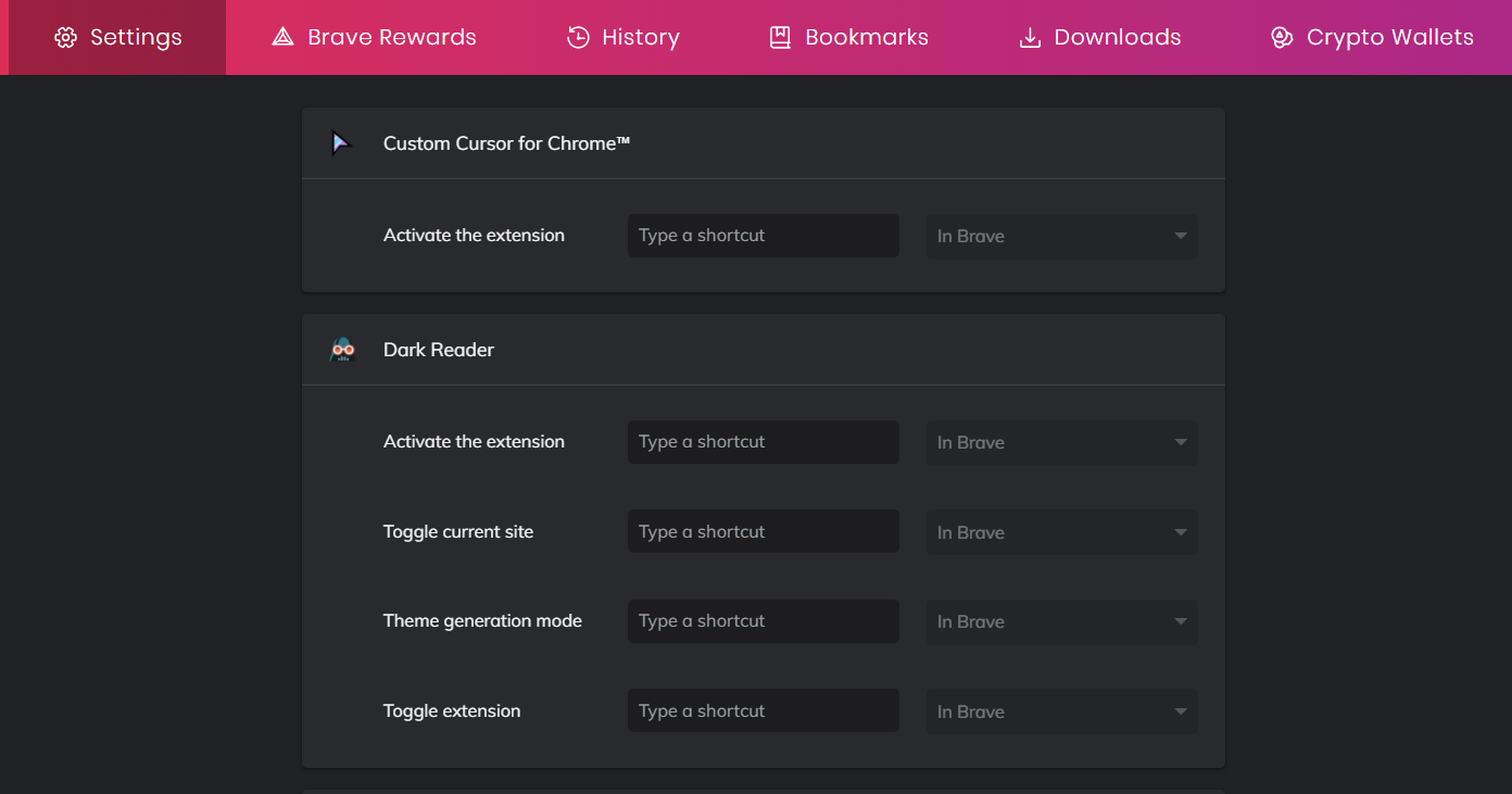 Dark Reader's keyboard customization