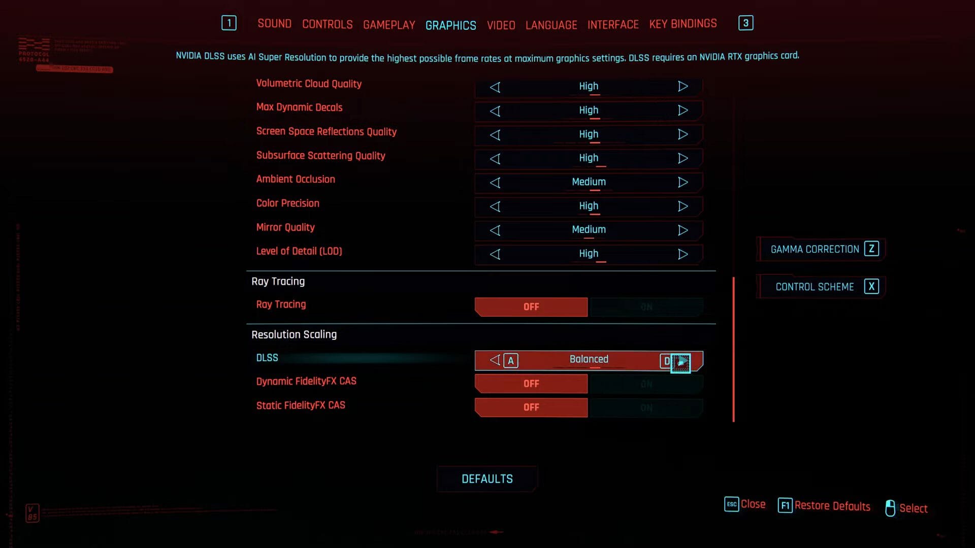 The DLSS setting enable dlss