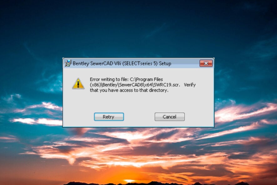 How to fix error writing to file in Windows 10